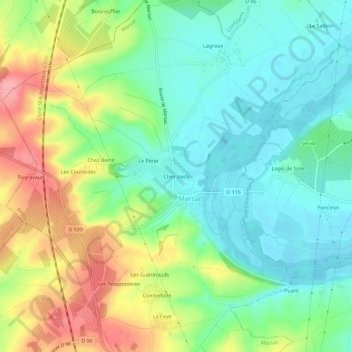 Carte topographique Chez Vasly, altitude, relief