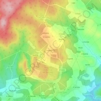 Carte topographique A Medorra, altitude, relief
