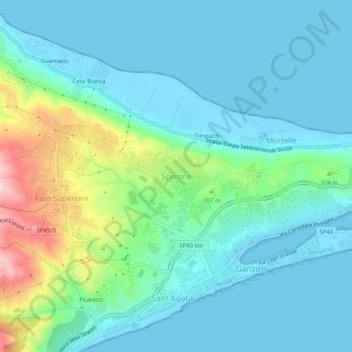 Carte topographique Sperone, altitude, relief