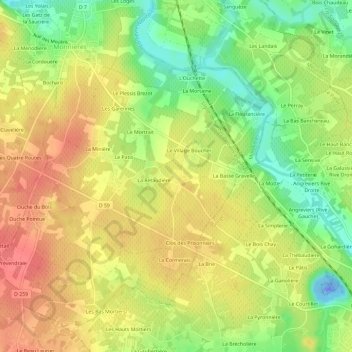 Carte topographique La Huperie, altitude, relief