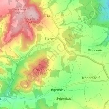 Carte topographique Windhof, altitude, relief