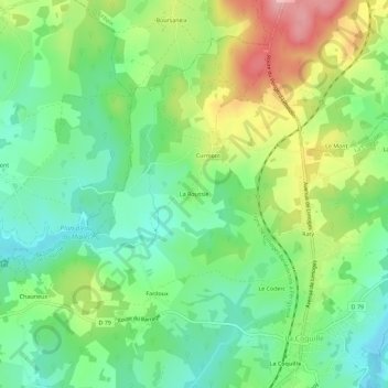 Carte topographique La Roussie, altitude, relief