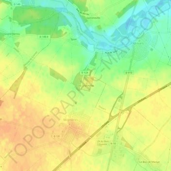 Carte topographique Les Charmilles, altitude, relief