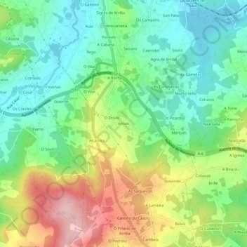 Carte topographique Anceis, altitude, relief