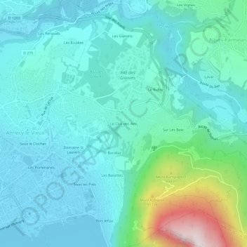 Carte topographique Le Clos des Arts, altitude, relief