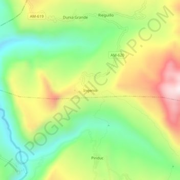 Carte topographique Ingenio, altitude, relief