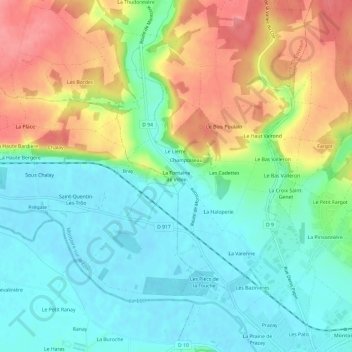 Carte topographique La Fontaine de Villée, altitude, relief