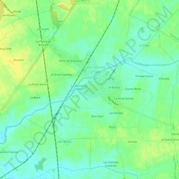 Carte topographique Les Fresnes, altitude, relief