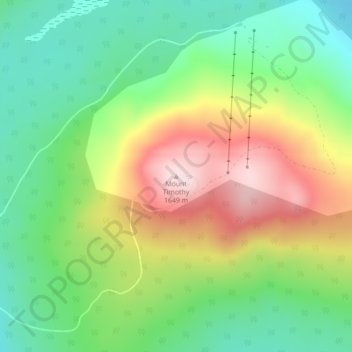Carte topographique Mount Timothy, altitude, relief