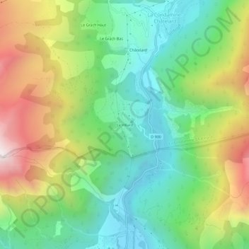 Carte topographique Le Villard, altitude, relief