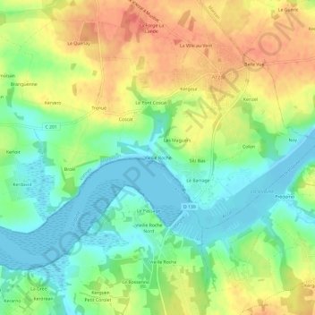 Carte topographique Vieille Roche, altitude, relief