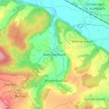 Carte topographique Motschenbach, altitude, relief