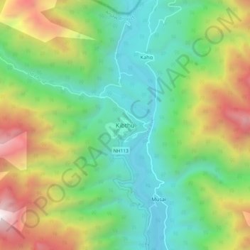 Carte topographique Kibithu, altitude, relief