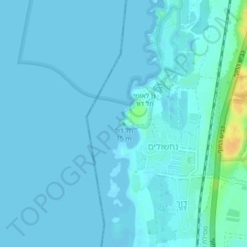 Carte topographique Tel Dor, altitude, relief