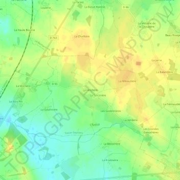 Carte topographique La Hinchère, altitude, relief