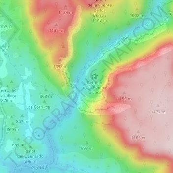 Carte topographique Hundido de Armallones, altitude, relief
