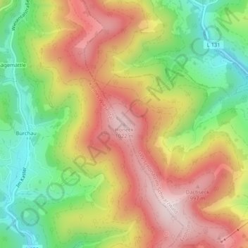 Carte topographique Honeck, altitude, relief