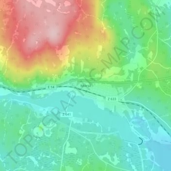 Carte topographique Mörsil, altitude, relief