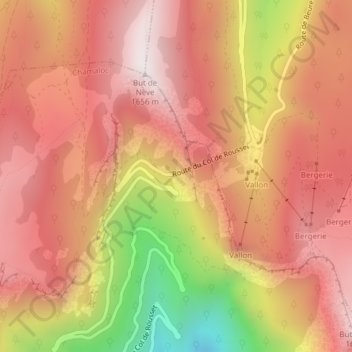 Carte topographique Col de Rousset, altitude, relief