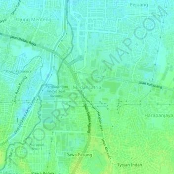 Carte topographique Medansatria, altitude, relief