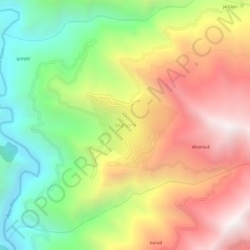 Carte topographique Mahore, altitude, relief