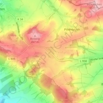 Carte topographique Vosshagen, altitude, relief
