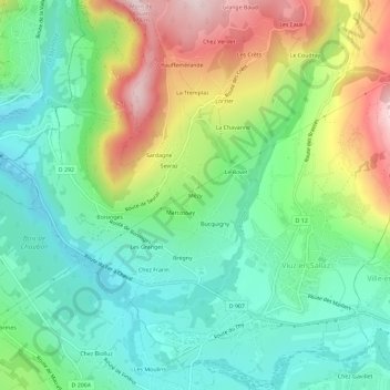 Carte topographique Mézy, altitude, relief