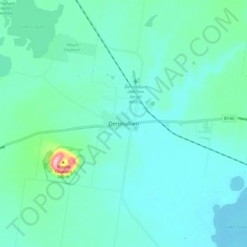 Carte topographique Derrinallum, altitude, relief