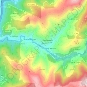 Carte topographique Conforto, altitude, relief