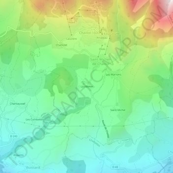 Carte topographique La Villette, altitude, relief