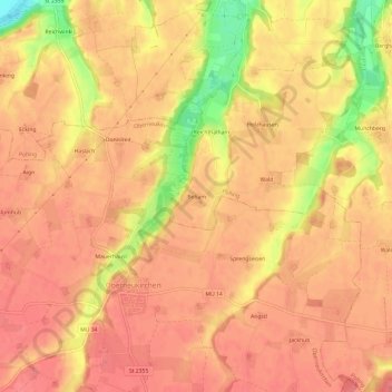 Carte topographique Beham, altitude, relief