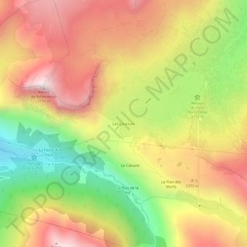 Carte topographique Les Coulours, altitude, relief