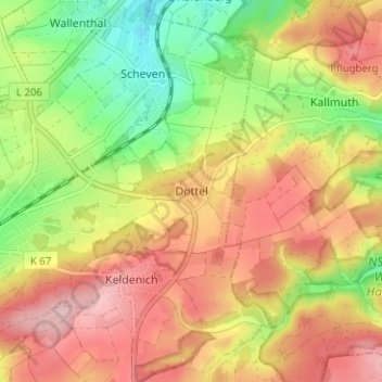 Carte topographique Dottel, altitude, relief