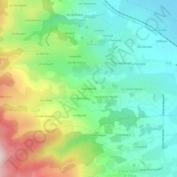 Carte topographique Chez Delaus, altitude, relief