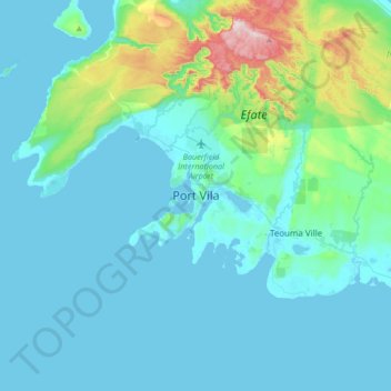 Carte topographique Port-Vila, altitude, relief