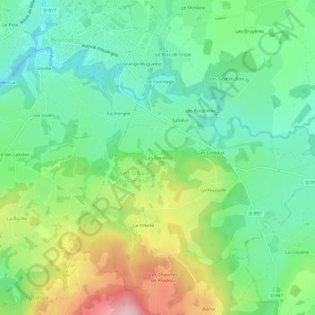 Carte topographique Les Genêts, altitude, relief