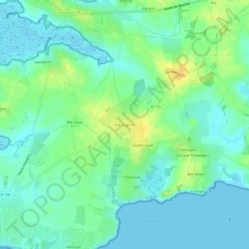 Carte topographique Ker Eugène, altitude, relief