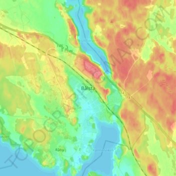 Carte topographique Bålsta, altitude, relief
