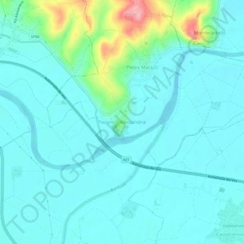 Carte topographique Pavone, altitude, relief
