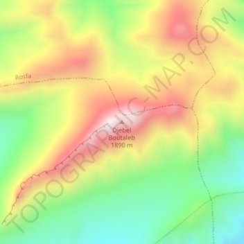 Carte topographique Djebel Boutaleb, altitude, relief