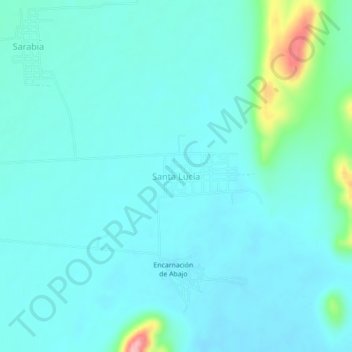 Carte topographique Santa Lucía, altitude, relief