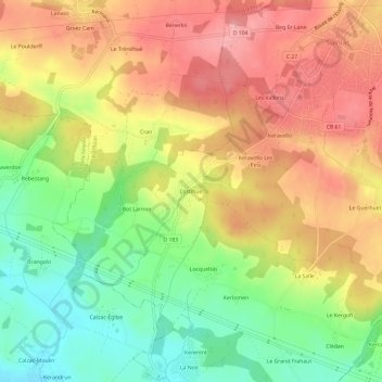 Carte topographique Lostihuel, altitude, relief