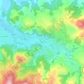 Carte topographique Barrio de Arriba, altitude, relief