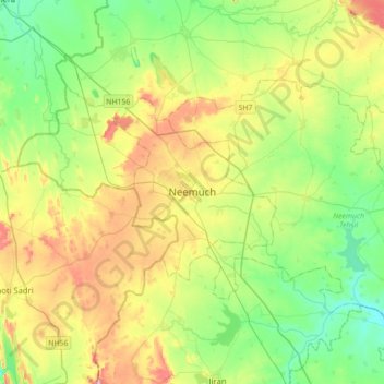 Carte topographique Neemuch, altitude, relief