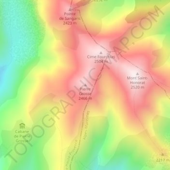 Carte topographique Pierre Grosse, altitude, relief