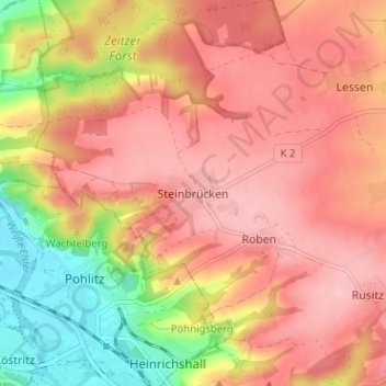 Carte topographique Steinbrücken, altitude, relief