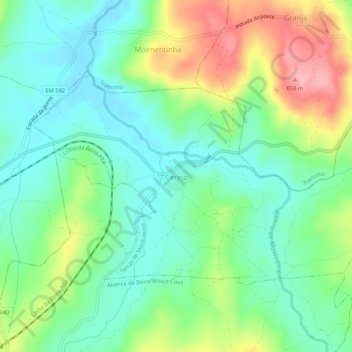 Carte topographique Cerejo, altitude, relief