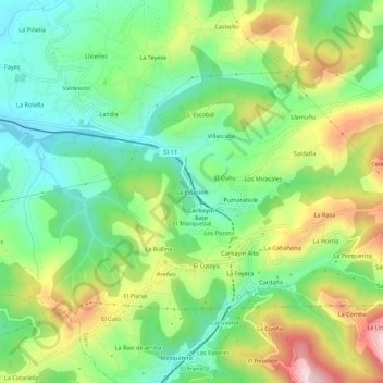 Carte topographique La Estación, altitude, relief