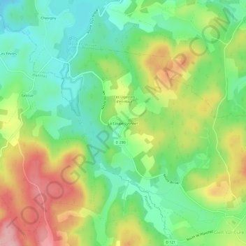 Carte topographique La Coupe Lyonnet, altitude, relief