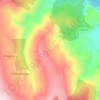 Carte topographique Carballa Redonda, altitude, relief